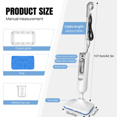 2000W Electric Steam Mop With 400ml Water Tank,Fast Heating, High Steam Output, Cleans All Types Of Floors And Windows, Carpets