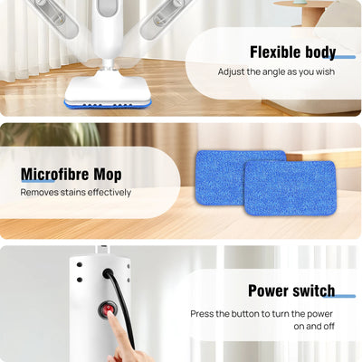 2000W Electric Steam Mop With 400ml Water Tank,Fast Heating, High Steam Output, Cleans All Types Of Floors And Windows, Carpets