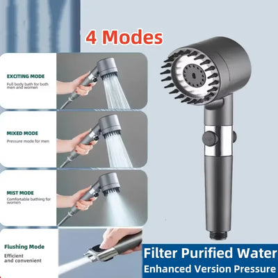 4 Mode Adjustable Shower Head Kit High Pressure Shower Head High Pressure Bathroom Shower Spray With Massage Water Filter