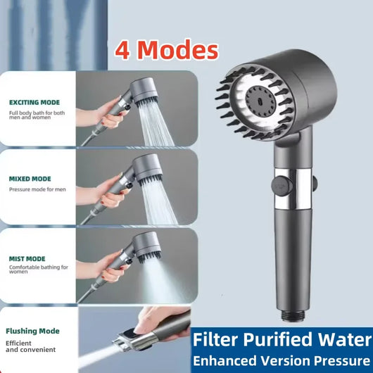 4 Mode Adjustable Shower Head Kit High Pressure Shower Head High Pressure Bathroom Shower Spray With Massage Water Filter